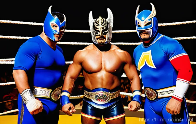 멕시코 전통 무술 루차 리브레 - **Prompt:** A dynamic, full-body shot of a male luchador mid-air, performing a high-flying acrobatic... 멕시코 전통 무술 루차 리브레 - **Prompt:** A dynamic, full-body shot of a male luchador mid-air, performing a high-flying acrobatic...